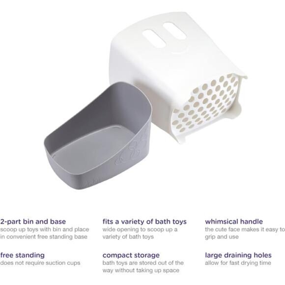 Freestanding Bath Toy Organizer Bath Caddy with Removable Drying Rack Bin - Picture 4 of 7